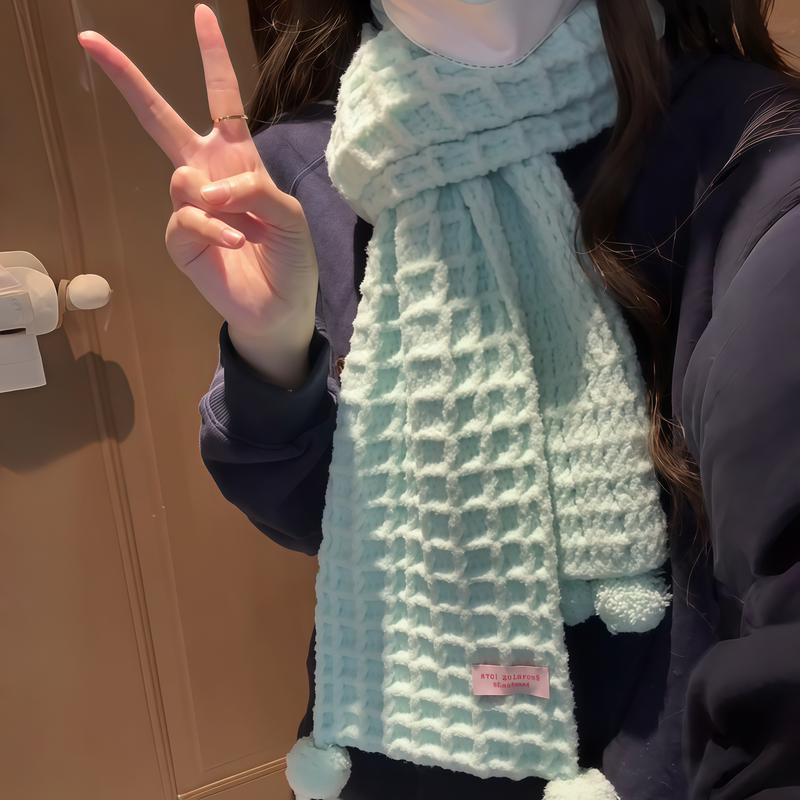 Waffle Scarf Handmade DIY Materials Marshmallow Yarn Crochet Autumn and Winter Gift for Girlfriend Couple Gift Waffle Scarf Handmade DIY Materials Marshmallow Yarn Crochet Autumn and Winter Gift for Girlfriend Couple Gift