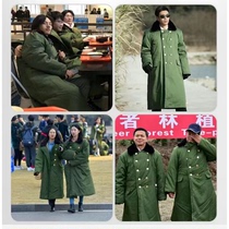 New military large coat mens thickened long military green coat cold-proof cotton clothes thickened labor protection cold storage security cotton-padded jacket