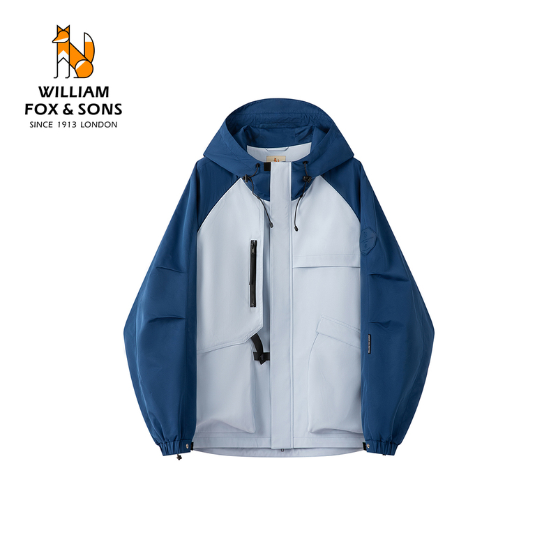 British Little Fox 2026 Autumn Outdoor Three-Proof Fashion Imitation Softshell Jacket Blue Softshell Coat for Men and Women