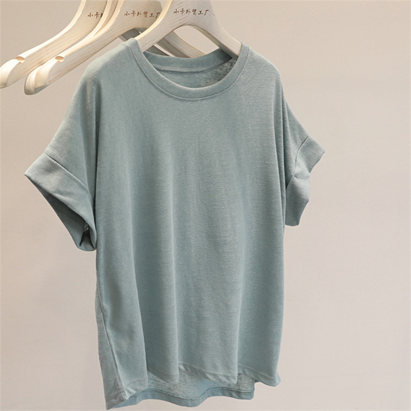 Snowflake Cotton and Linen Thin Rolled-Edge Flutter Sleeve T-Shirt for Women, Summer Simple Solid Color Loose Casual Sleeveless Top