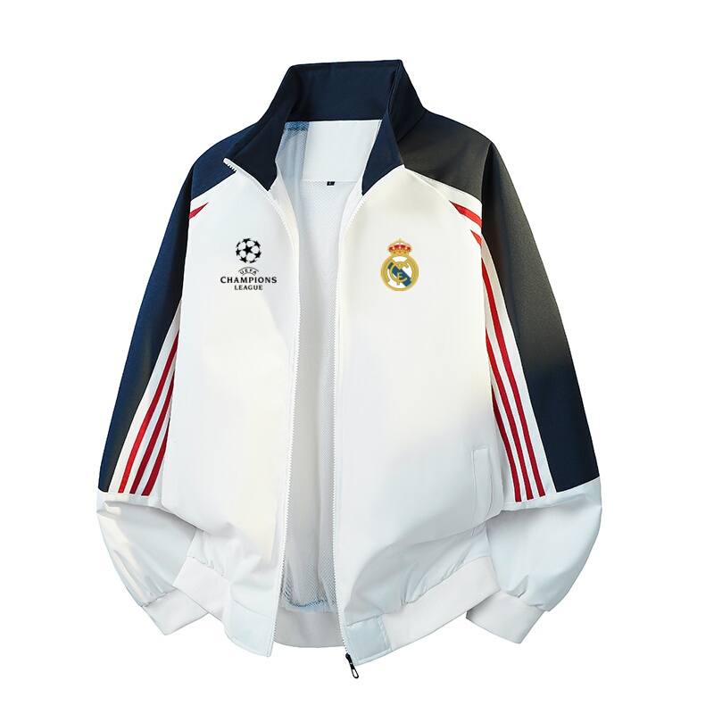 Champions League Real Madrid Stand-Collar Jacket for Men, New Spring and Autumn Trendy Brand, Loose Casual Fashion Versatile Football Fan Sports Jacket Champions League Real Madrid Stand-Collar Jacket for Men, New Spring and Autumn Trendy Brand, Loose Casual Fashion Versatile Football Fan Sports Jacket