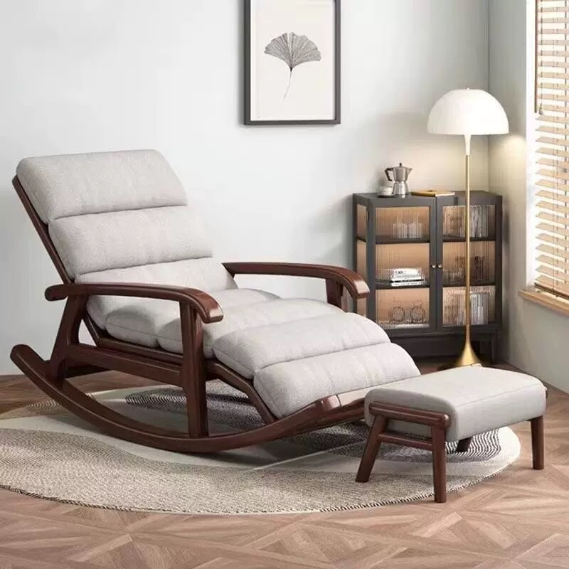 New Chinese-Style Walnut Solid Wood Rocking Chair, Elderly Leisure Chair, Home Adult Nap Recliner, Balcony Rocking Recliner New Chinese-Style Walnut Solid Wood Rocking Chair, Elderly Leisure Chair, Home Adult Nap Recliner, Balcony Rocking Recliner