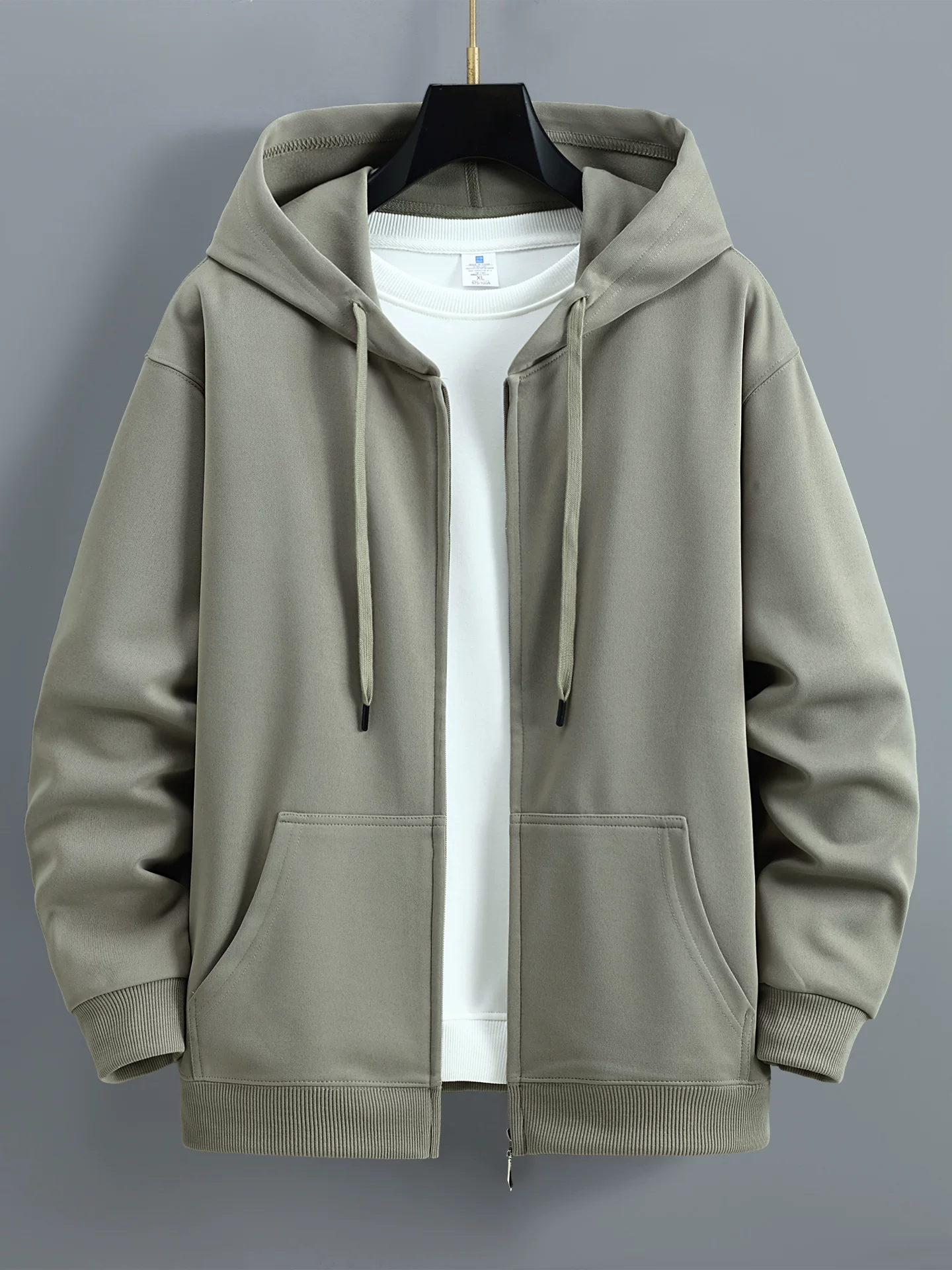Hoody, sweatshirt, solid warm jacket with zipper