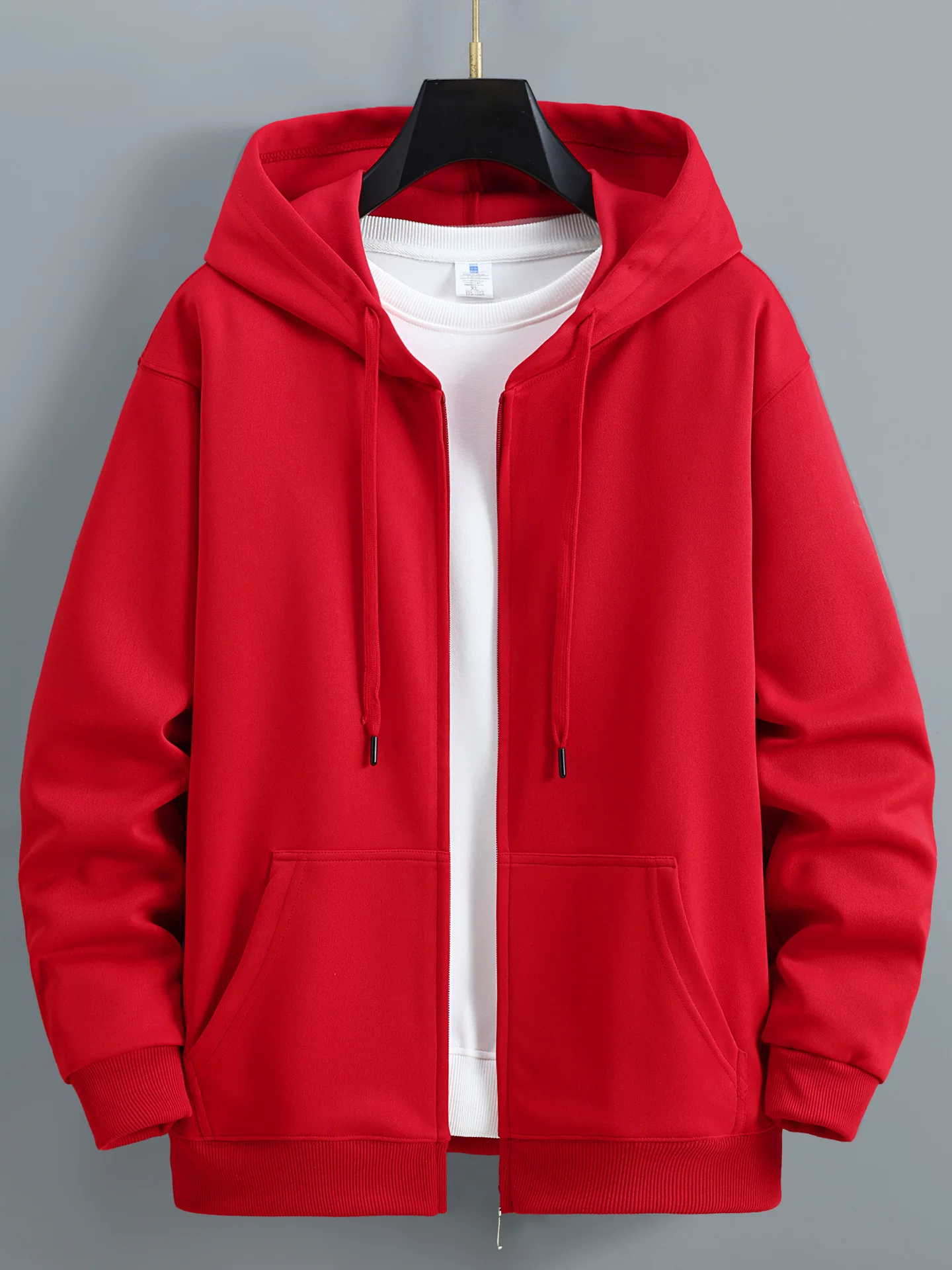 Hoody, sweatshirt, solid warm jacket with zipper