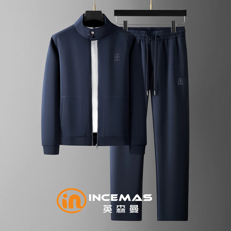 Yingsenman Quality Autumn High-End Modal Air Layer Cardigan Sweatshirt Casual Stand-Up Collar Sports Suit for Men