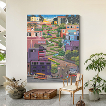 Dafen Village hand-painted oil painting boys and girls childrens room bedroom bedside painting living room mural entrance landscape decorative painting