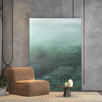 Handmade acrylic painting green misty forest entrance decorative painting texture hand-painted oil painting forest style living room hanging painting Italian style