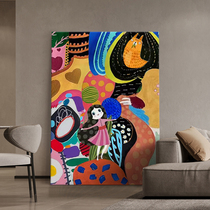 Colorful abstract hand-painted oil painting contrasting niche art decorative painting living room hanging painting childrens room cartoon mural acrylic