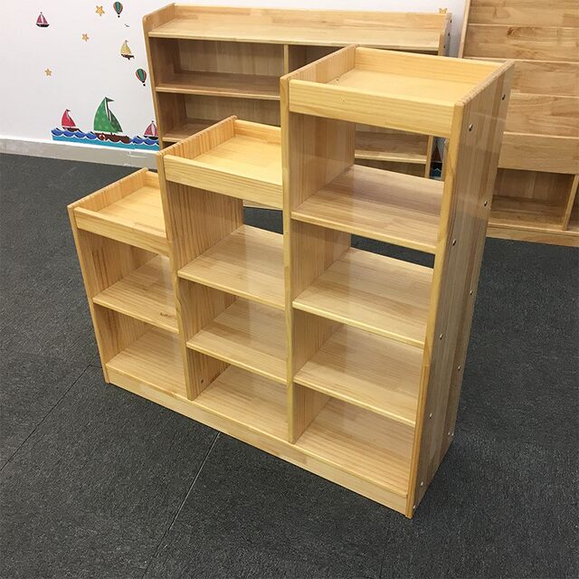 Kindergarten Lactica Toy Combination Cabinet Children's Furniture Solid Wood Bookshelf Cartoon School Bag Cabinet Multi-function Storage Cabinet