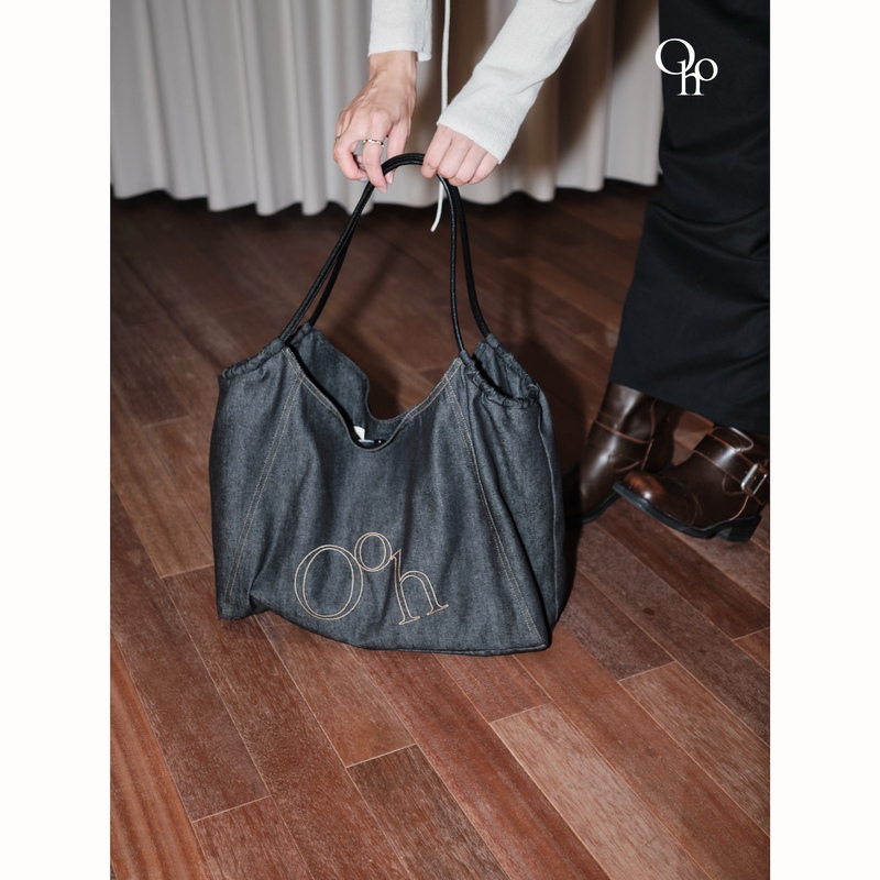 Zhang Jingyi Celebrity Style Oohhygge Denim Hobo Original Large-Capacity Commuter Shoulder Summer Tote Bag