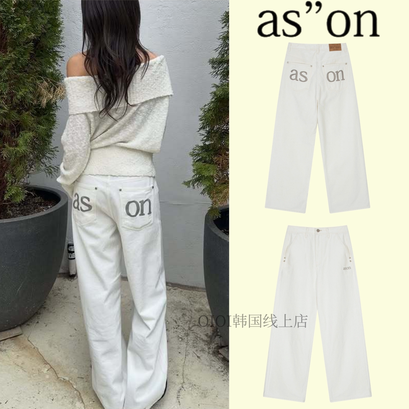 [Official Genuine Product] Korean Ason Embroidered Jeans Straight-Leg Pants Casual Pants Ning Yizhuo Same Style Spring New Model