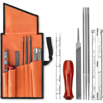 Electric chain saw file grinding depth gauge limit tool chain saw chain file bag set wooden handle grinding chain file set