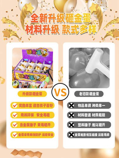 砸金蛋儿童盲盒玩具生日氛围感道具布置拍照宝宝男孩女孩生日礼物