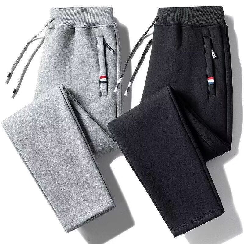 Spring, Autumn and Summer Sports Pants, Loose Fit, Large Size, Pocket Zipper, Straight Leg, Solid Color, Stretchy, Women's Comfortable Jogger Pants