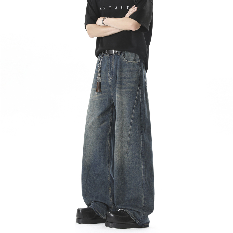 City Hipster American-Style Jeans for Men, New Summer Loose Straight-Leg Pants, Trendy Brand Versatile Casual Long Pants