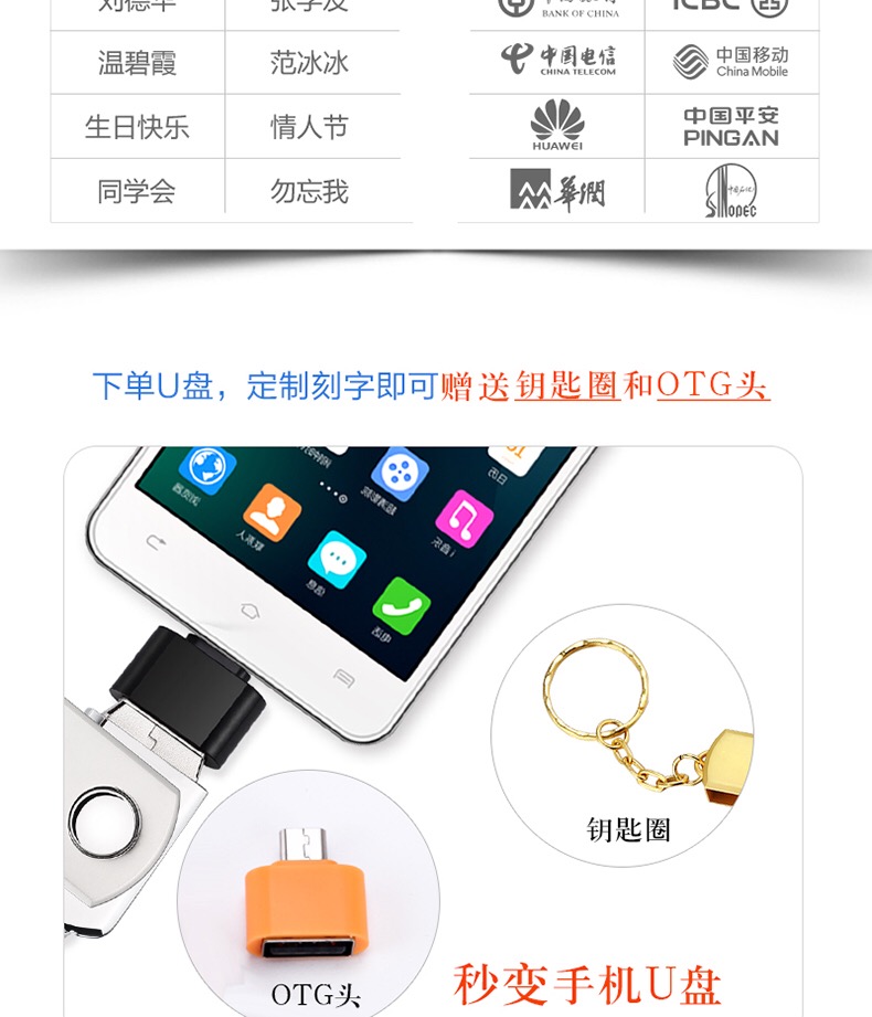 U đĩa 64g chính hãng phim hoạt hình sáng tạo dễ thương đĩa xoay kim loại u tùy chỉnh biểu tượng 128g điện thoại di động máy tính dual-sử dụng - USB Aaccessories quạt kẹp