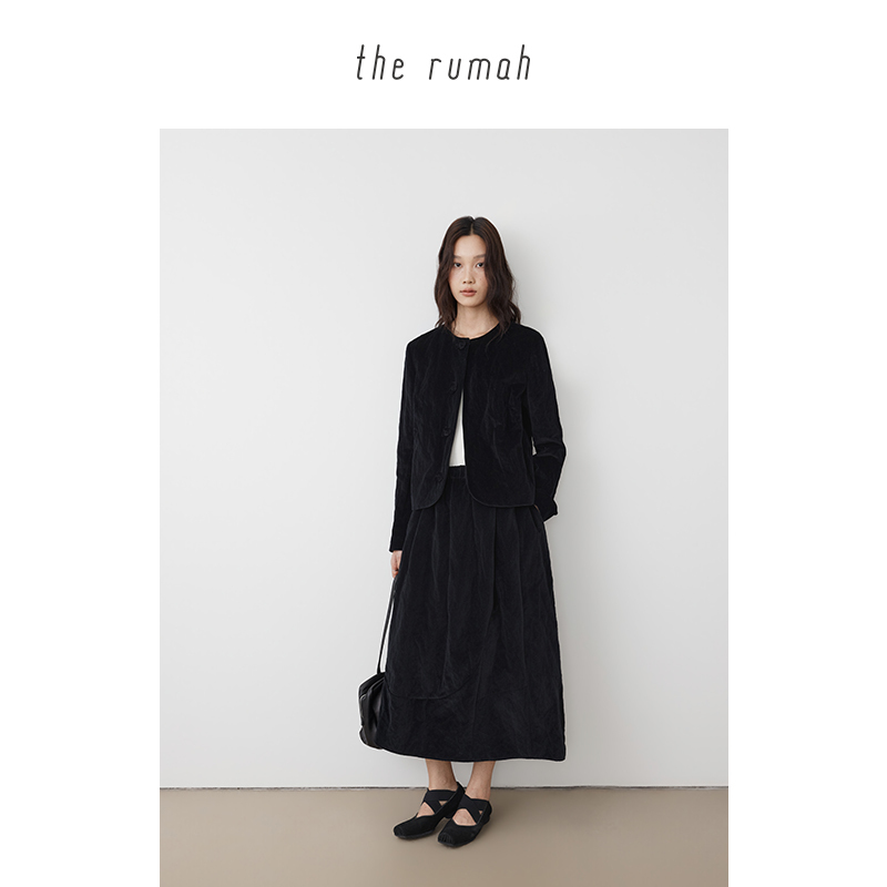 The Rumah Metallic Velvet Short Jacket Early Spring New Handmade Buttoned Jacket