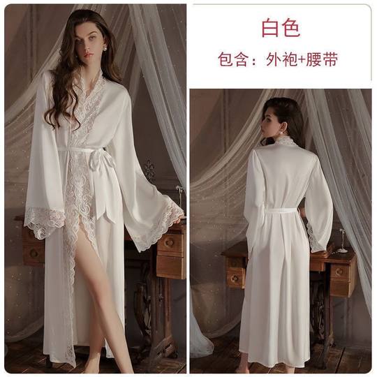 Sexy pijamas bañera de baño 2024 nuevo seda de hielo encaje largo