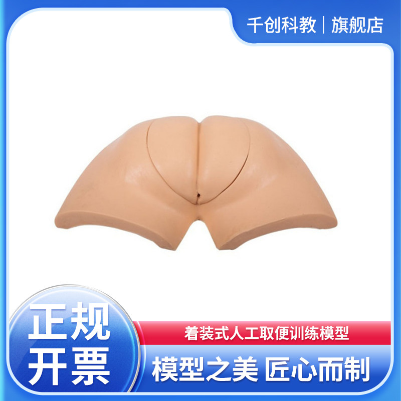 着装式人工取便训练模型 可穿着双人练习 进口仿真皮肤柔软真实 布质松紧带自由调节 护理教学设备学生实践