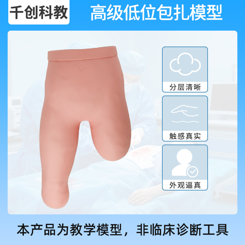 高级低位包扎模型下肢截肢环形螺旋蛇形8字绷带固定练习 多部位髂脊缠绕进口材质临床护理教学实训教具