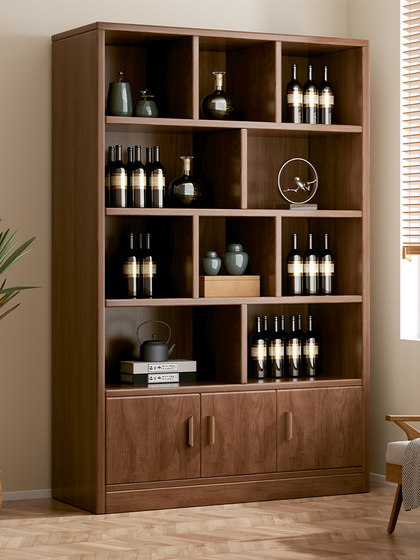 Solid Wood Wine Cabinet Against the Wall in the Living Room, 2024 New Model with Doors, Home Display Cabinet, Simple Small Wine Rack Bar Cabinet for Families