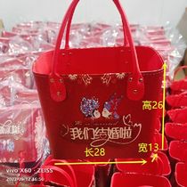 Ronson high-end gift leather flower basket red handheld fru