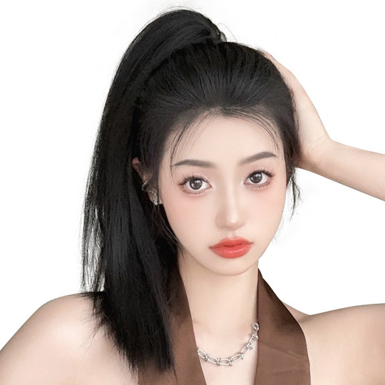 Straight hair grab ponytail wig female internet celebrity braid natural high ponytail simulation short ponytail medium long hair fake ponytail