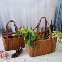 Imitation Rattan Woven Basket, Large and Small Picnic Basket, Tote Bag, Shopping Basket, Square Grocery Basket, Fruit Picking, Snack Storage