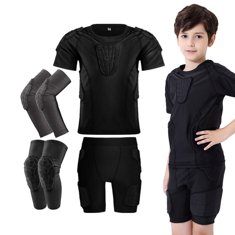 子供用ゴールキーパートップス、ショルダーパッド、ラグビー用衝突防止保護具、ユーススポーツ、バスケットボール用アーマーパンツ、フットボール用保護具