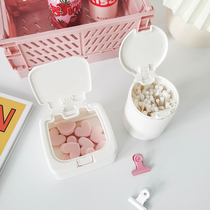 ins simple desktop mini plastic storage box cotton sign box with cover dust window stationery small object storage tube