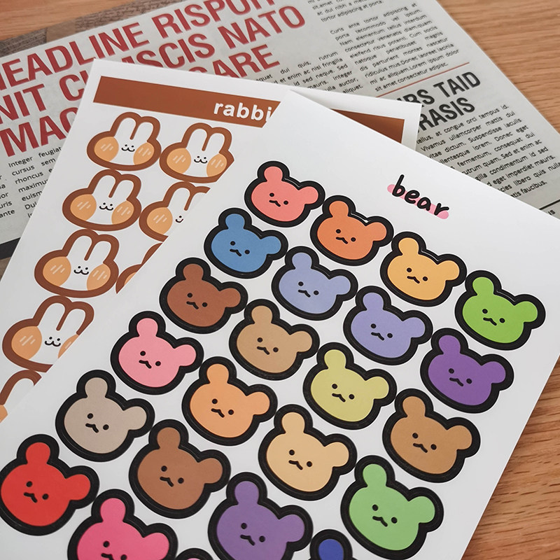 ins cartoon cute hand book sticker Cat paw bear love rabbit DIY sealing stickers Mobile phone shell decoration stickers