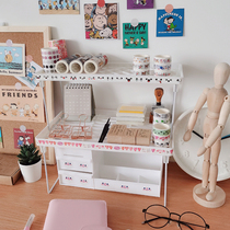South Korea ins unprinted style simple folding storage rack student desktop base overhead Handbook stationery storage rack