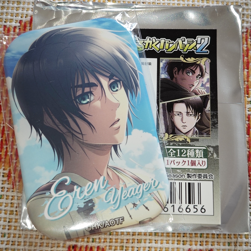 Original Japanese Goods in Stock Attack on Titan Eren Yeager Sea View Design Square Badge Round Badge Collection Anime
