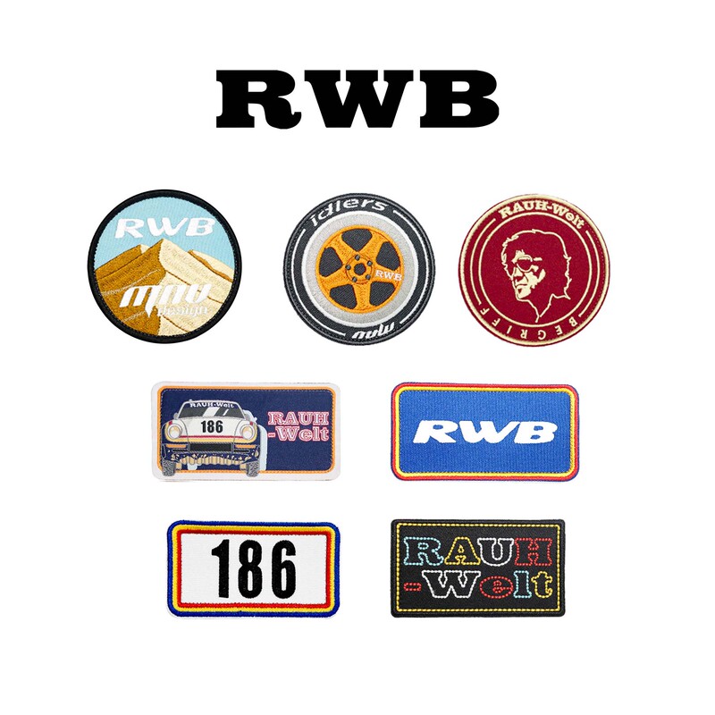 Rwb Official Genuine Rally Racing Series Velcro Armband Badge Embroidery DIY Backpack Sticker Personalized Rwb Official Genuine Rally Racing Series Velcro Armband Badge Embroidery DIY Backpack Sticker Personalized