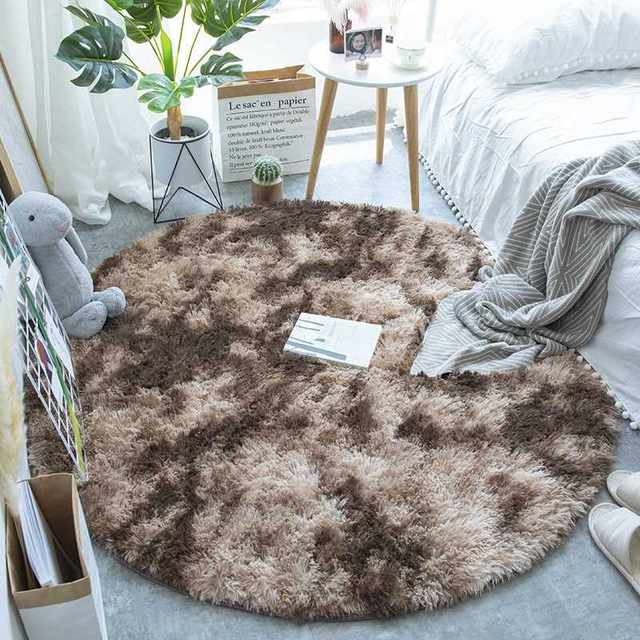 Nordicroundcarpetsilkhairlivingroomrugbedroombedsid