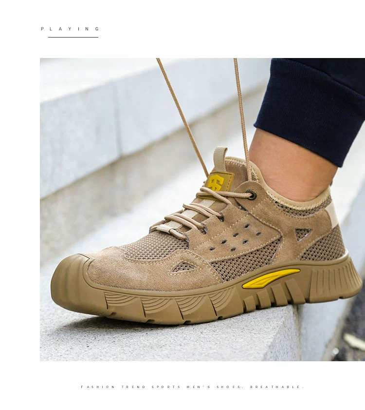 Labor protection shoes for men in summer, breathable, anti-smash, anti-puncture, insulated construction site men's work safety steel plate, electrical steel toe