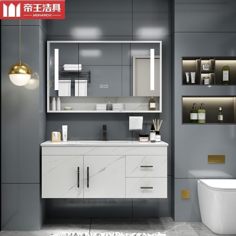 King's sanitary laxy lake bathroom cabinet combined modern minimal toilet wash table solid wooden hand wash basin