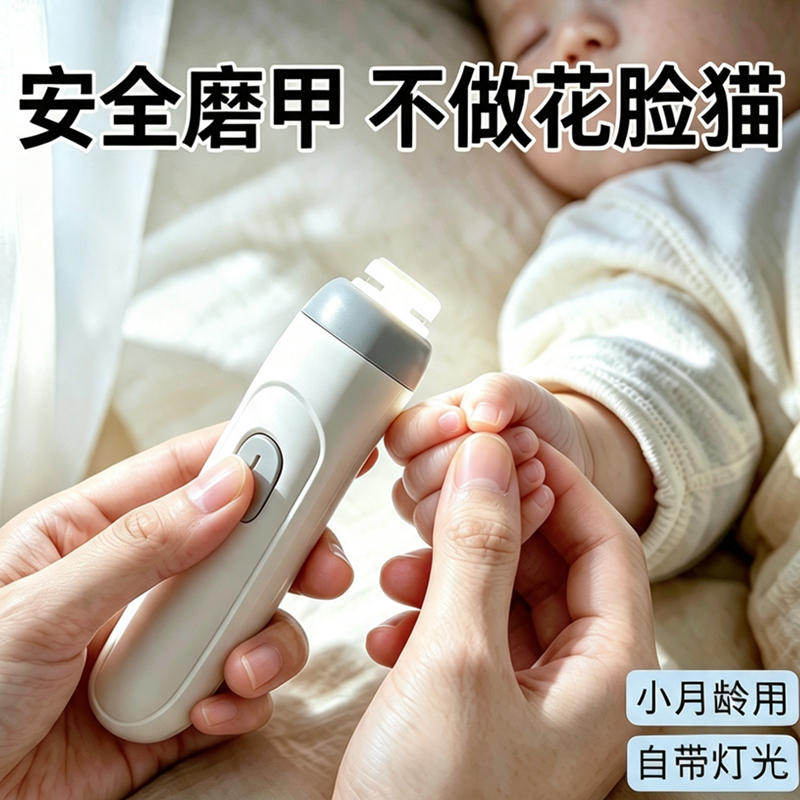 Infant Electric Luminous Nail Polisher, Children's Manicure Anti-Scratch Hand Polisher, Baby Portable Nail Trimming Tool