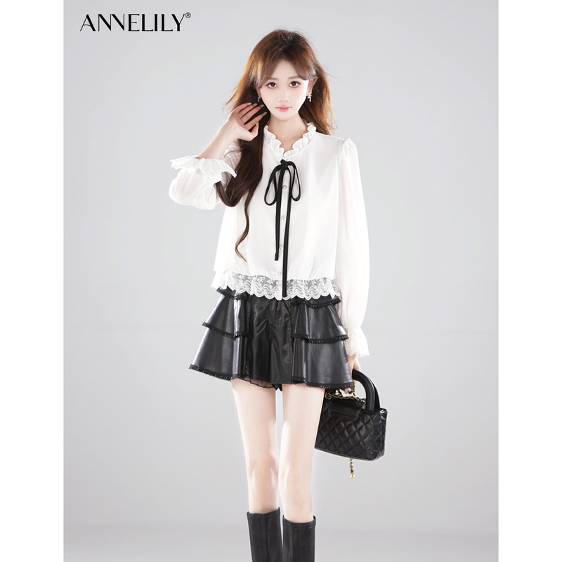 Annelily Angel Qi【Message】Autumn Light Luxury Design, Stylish and Versatile Everyday Girl's Shirt Annelily Angel Qi【Message】Autumn Light Luxury Design, Stylish and Versatile Everyday Girl's Shirt