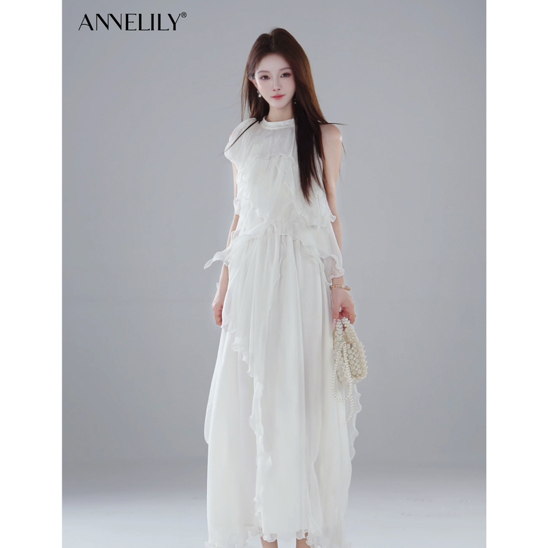 Annelily Angel Qi【Bixia】An Yifan's New Summer Style Gentle and Romantic Fairy-Style Vacation Dress