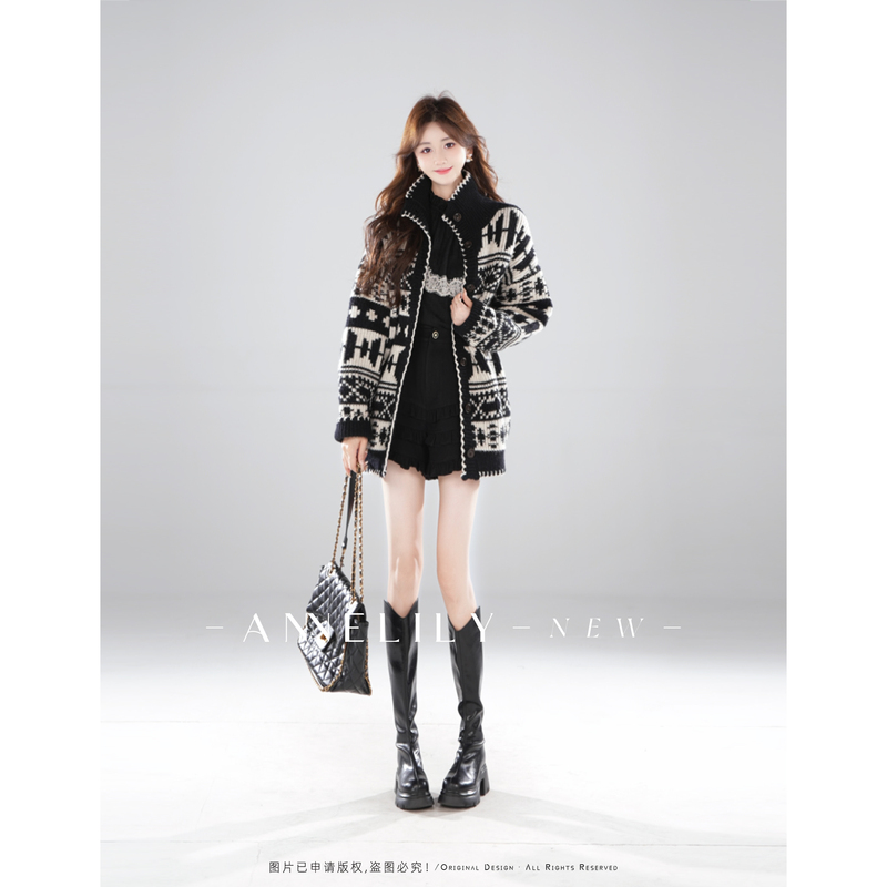 Annelily an Qi Qi【Fair Isle】New Winter Style Gentle and Elegant Light Luxury Slimming Sweater Annelily an Qi Qi【Fair Isle】New Winter Style Gentle and Elegant Light Luxury Slimming Sweater