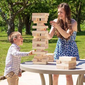 Garden Parent-Child Toy Stacking Fun, Large Wooden Stacking Blocks Made of Paulownia Wood, Suitable for Adults