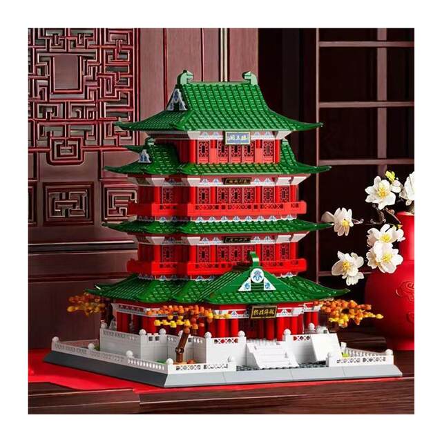Four Famous Towers: Tengwang Pavilion, Chinese Ancient Architecture, Building Blocks, Mortise and Tenon Toys, Educational Assembly Model, Three-Dimensional Puzzle