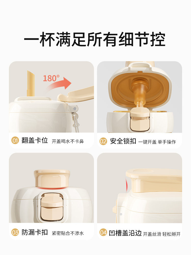 Portable Ppsu Travel Cup with Straw, No-Twist Lid, Flip-Top Baby Bottle for Children, Kindergarten, and Home Use