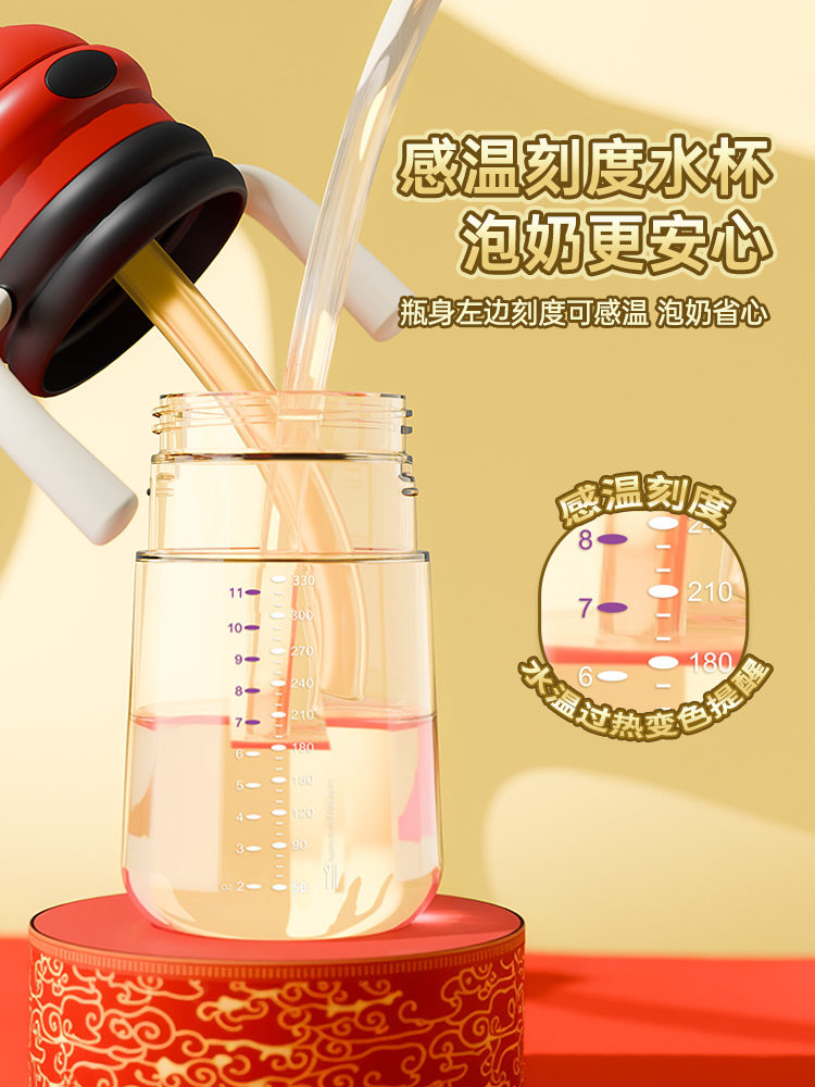 Nezha Children's Water Cup, Baby Travel Cup, Baby Learning Drinking Cup, Ppsu Straw Cup, Milk Bottle, 6 Months and Above