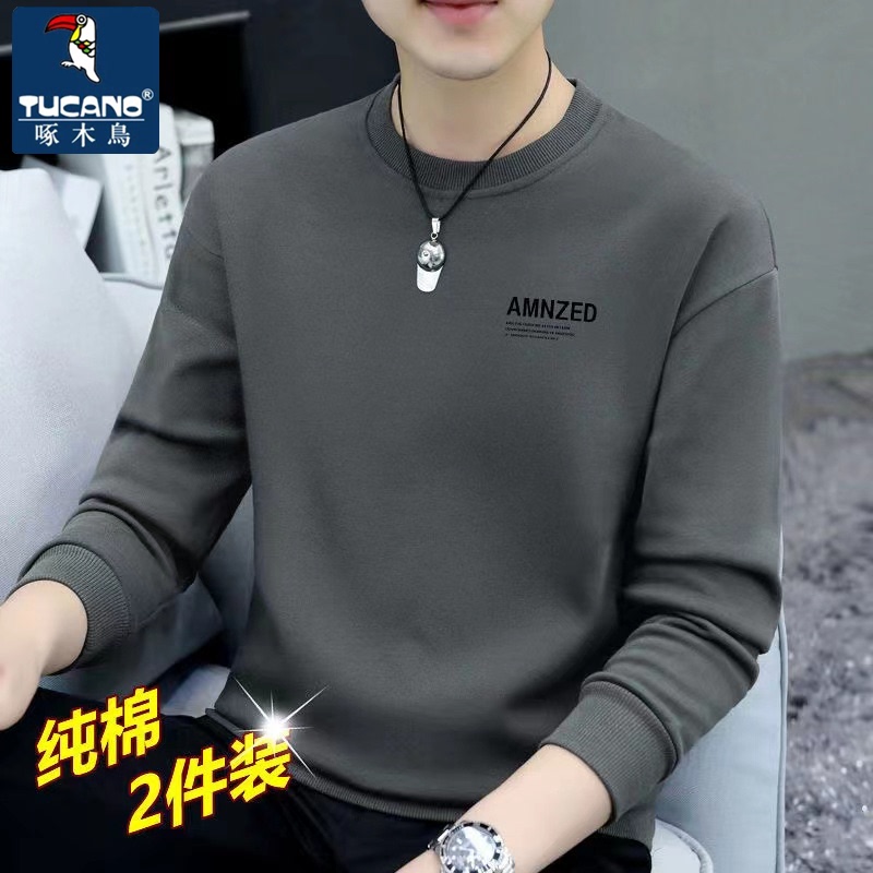 Woodpecker Pure Cotton Sweatshirt Men's 2025 New Autumn and Winter Casual Versatile Top Men's Loose Base Shirt Woodpecker Pure Cotton Sweatshirt Men's 2025 New Autumn and Winter Casual Versatile Top Men's Loose Base Shirt
