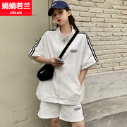 Đồ thể thao phù hợp với cô gái mùa hè váy 2020 học sinh trung học cơ sở mới của Hàn Quốc phiên bản của thời trang tay áo ngắn lỏng bình thường hai mảnh bộ