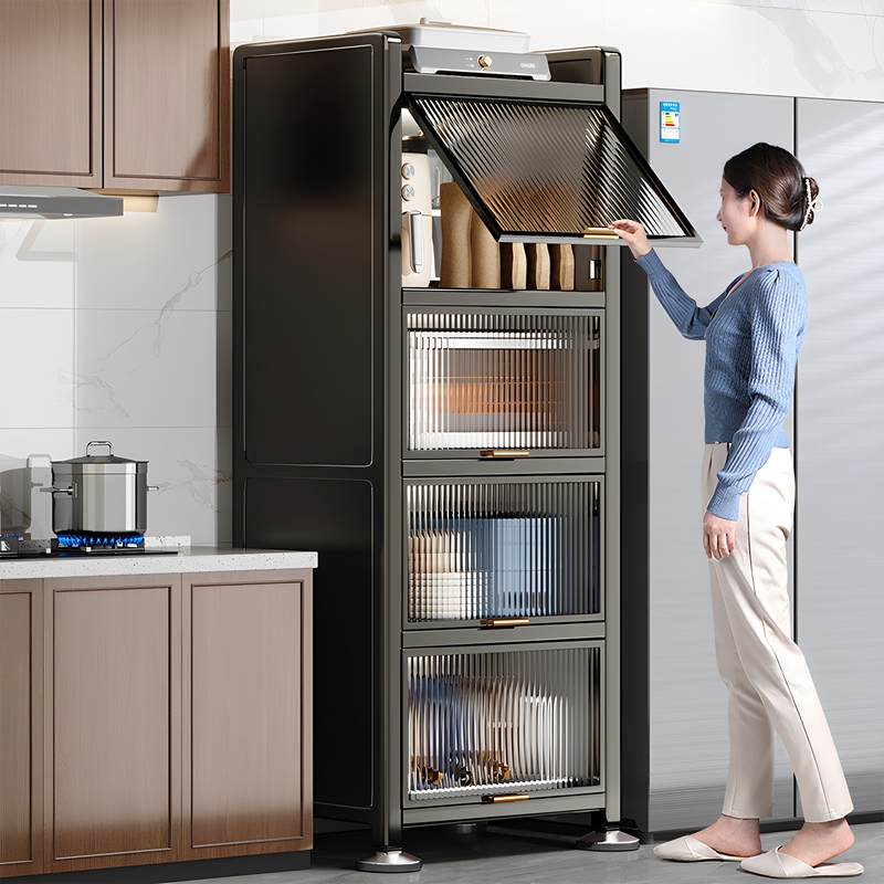 German Boskt Kitchen Gap Storage Rack, Floor-Standing Multi-Layer Microwave Oven and Cookware Storage Cabinet, Multifunctional Cupboard for Bowls