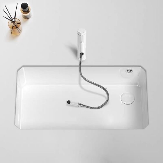 陶瓷侧边下水台下洗手盆卫生间y偏口浴室厨房水槽家用长方形洗面