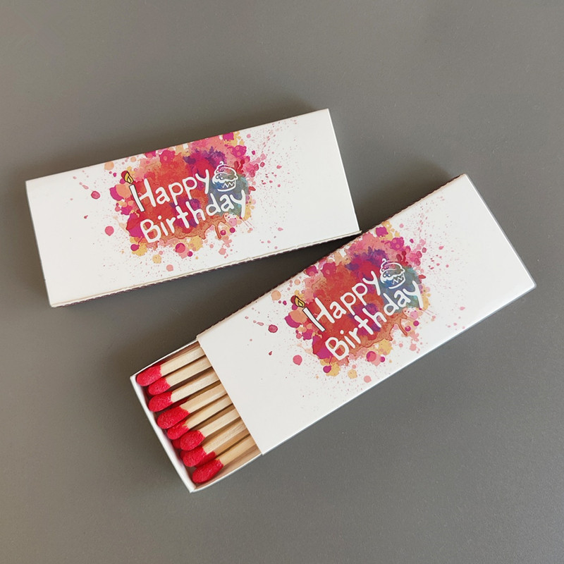 Spot Baking Cake Birthday Candle With Pure White Firewood Box Print Advertising Character Print Logo Customised Booking-Taobao